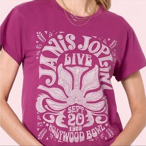 Letluv Anthropologie Purple Cotton Graphic Janis Joplin Tee